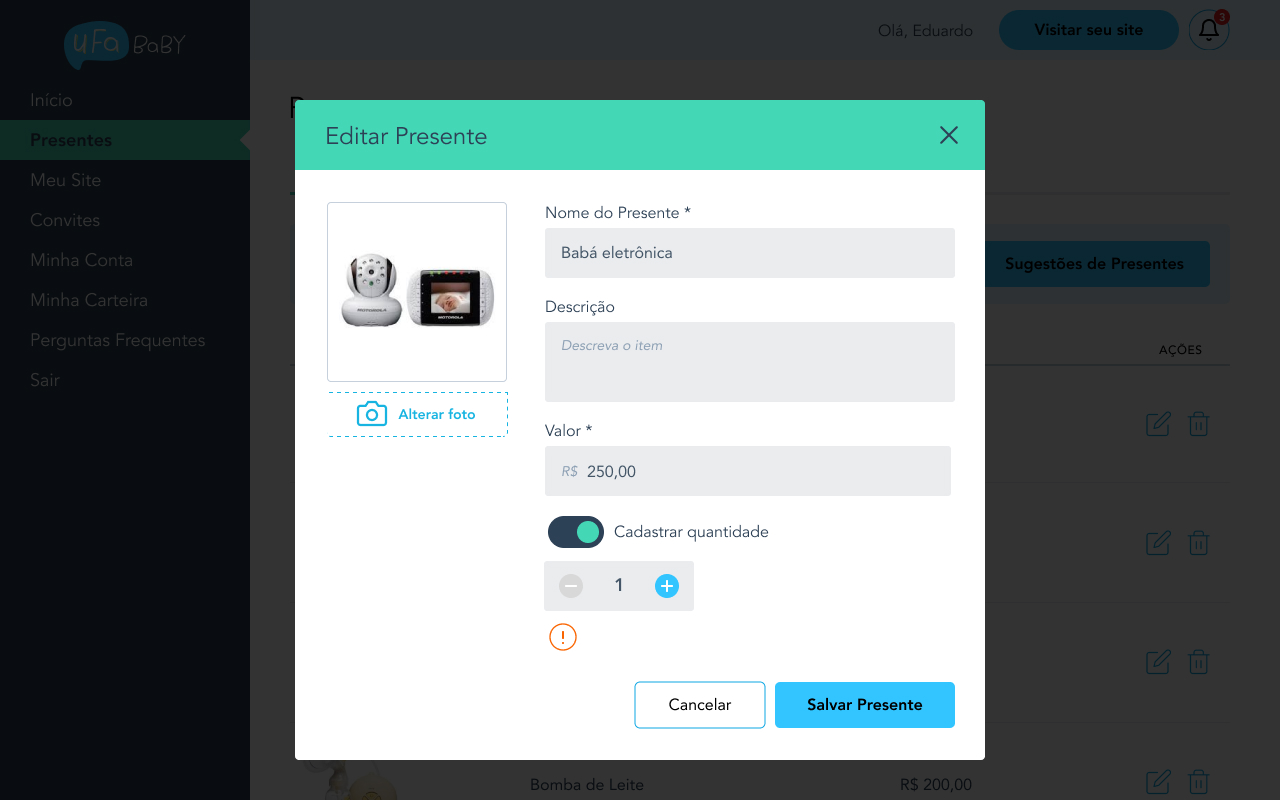 Presentes – Minha Lista Editar